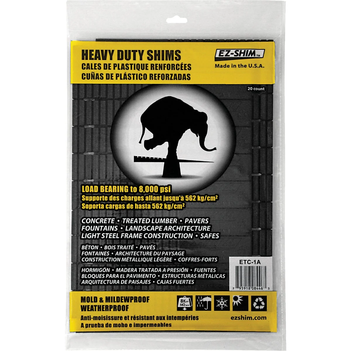 Smooth EZ-Shim 8 In. L Plastic Heavy-Duty Shim 20-Count Flexible