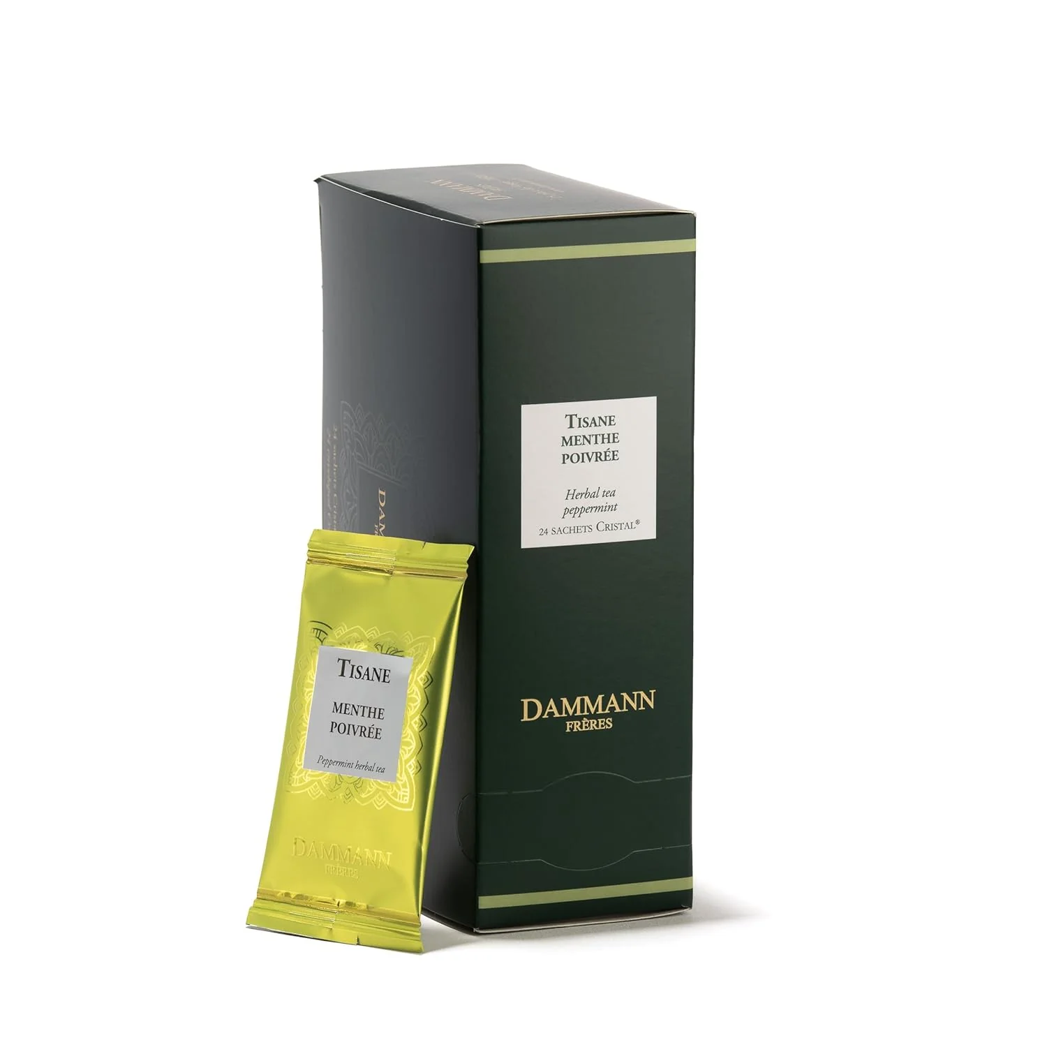 Superior Dammann Freres Sachets Menthe Poivrée Tea Bags Premium Gourmet French Peppermint Herbal Tea Individually Wrapped 24 Count High-End