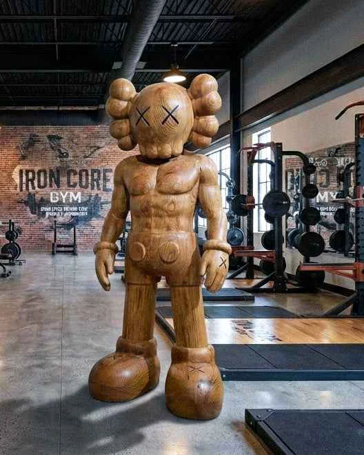 Elegant Muscular Wooden Sculpture – Gym Fitness Art Decor Convenient