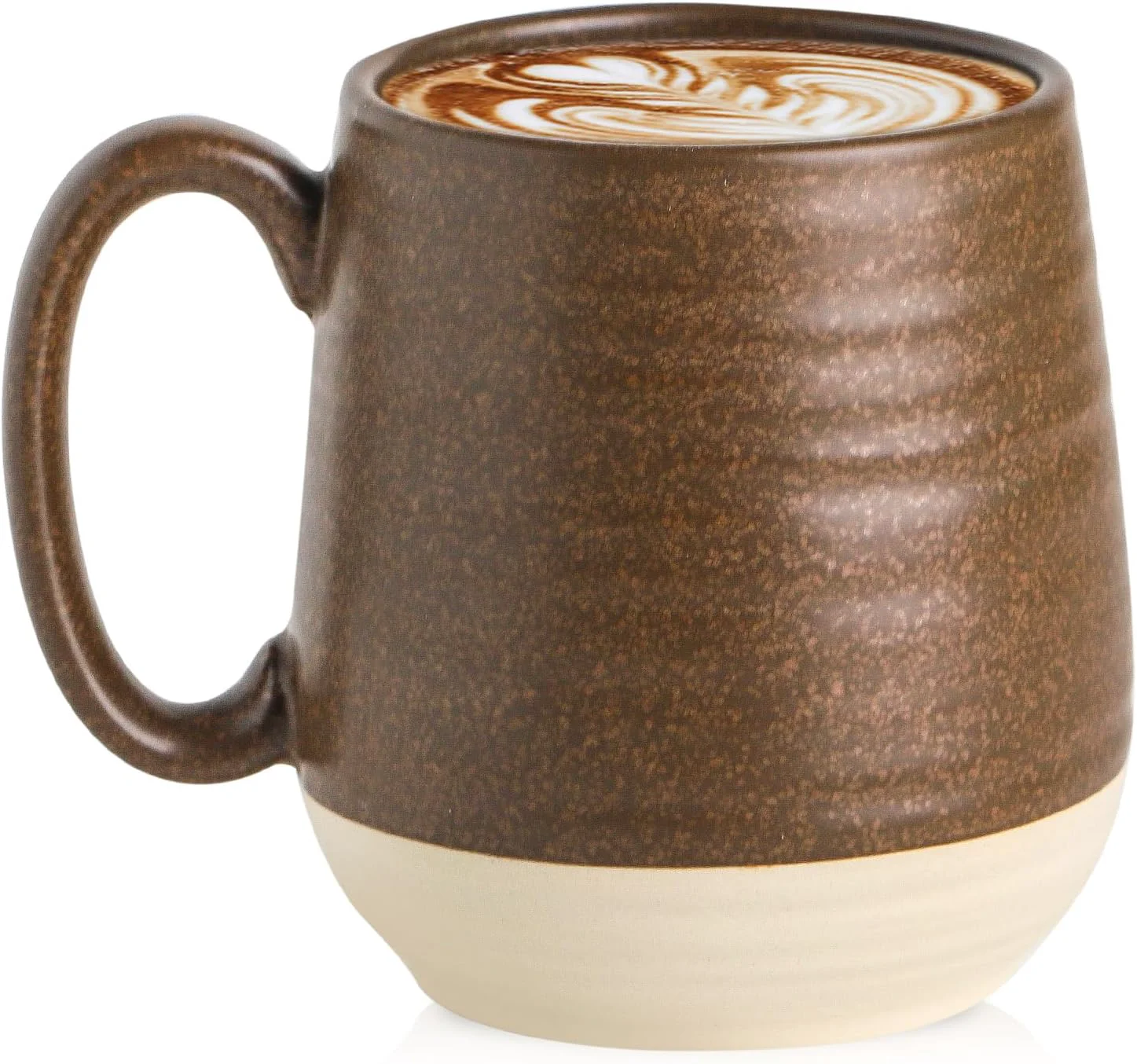 Outstanding HASENSE Large Ceramic Coffee Mug 20 Oz Beige Stoneware Cup with Comfortable Handle Farmhouse Mug for Coffee Tea amp Cocoa Dishwasher amp Microwave Safe Brown Effective
