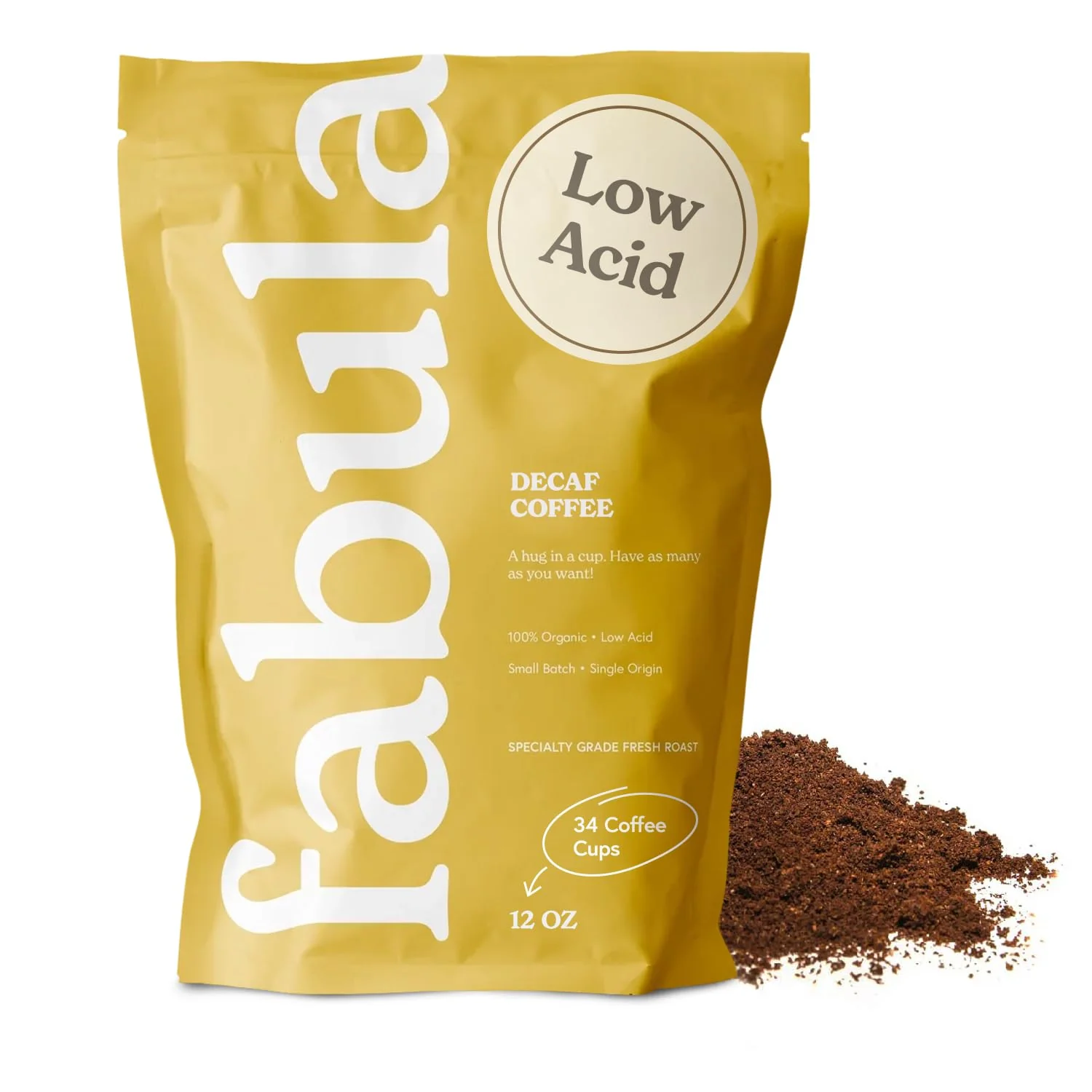 Sustainable Fabula Coffee Decaf Dark Roast Freshly Ground – Organic – Low Acid – Single Origin – Non-GMO – Mold – 12 Ounces Fine