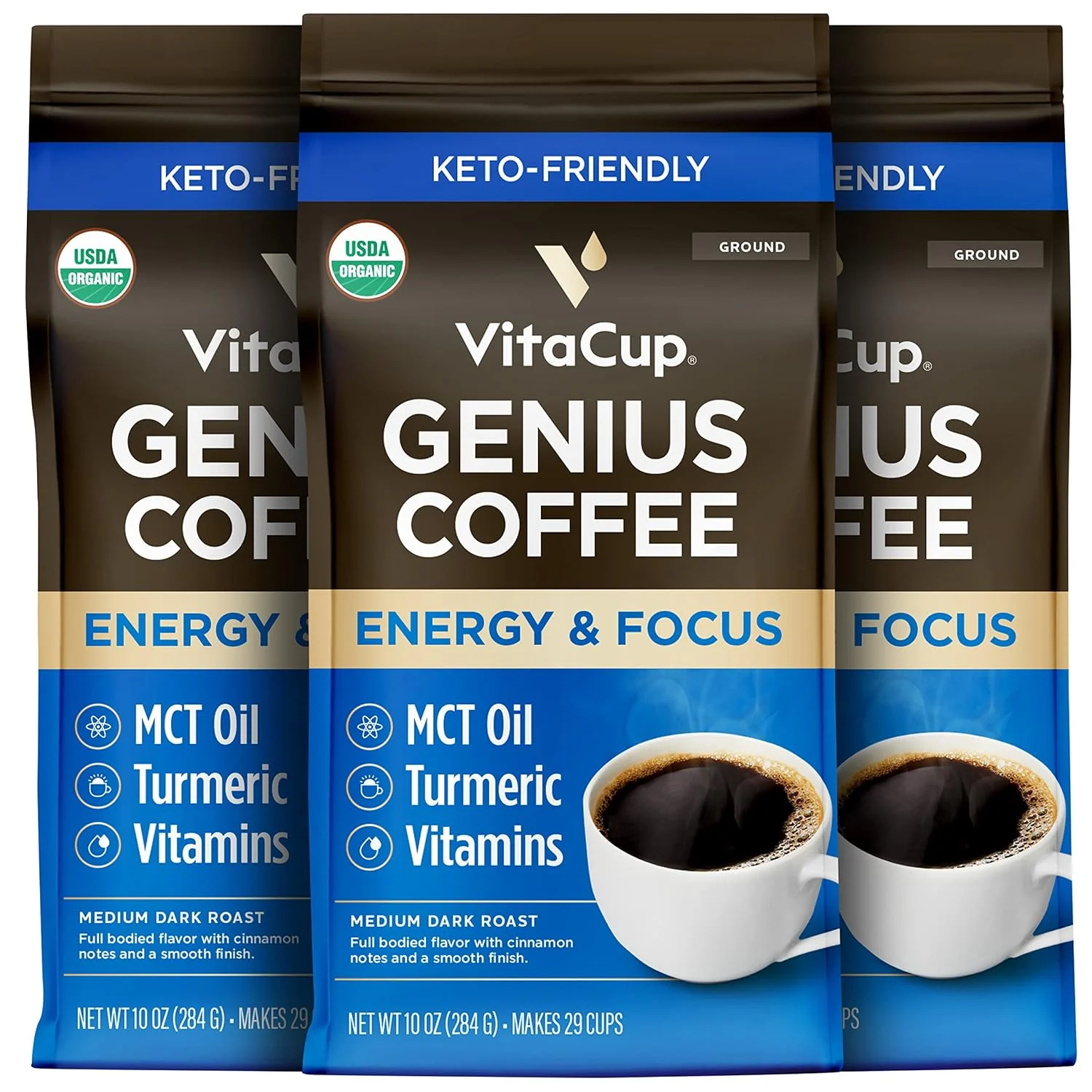 Excellent Organic Keto Coffee with MCT Oil B Vitamins Convenient
