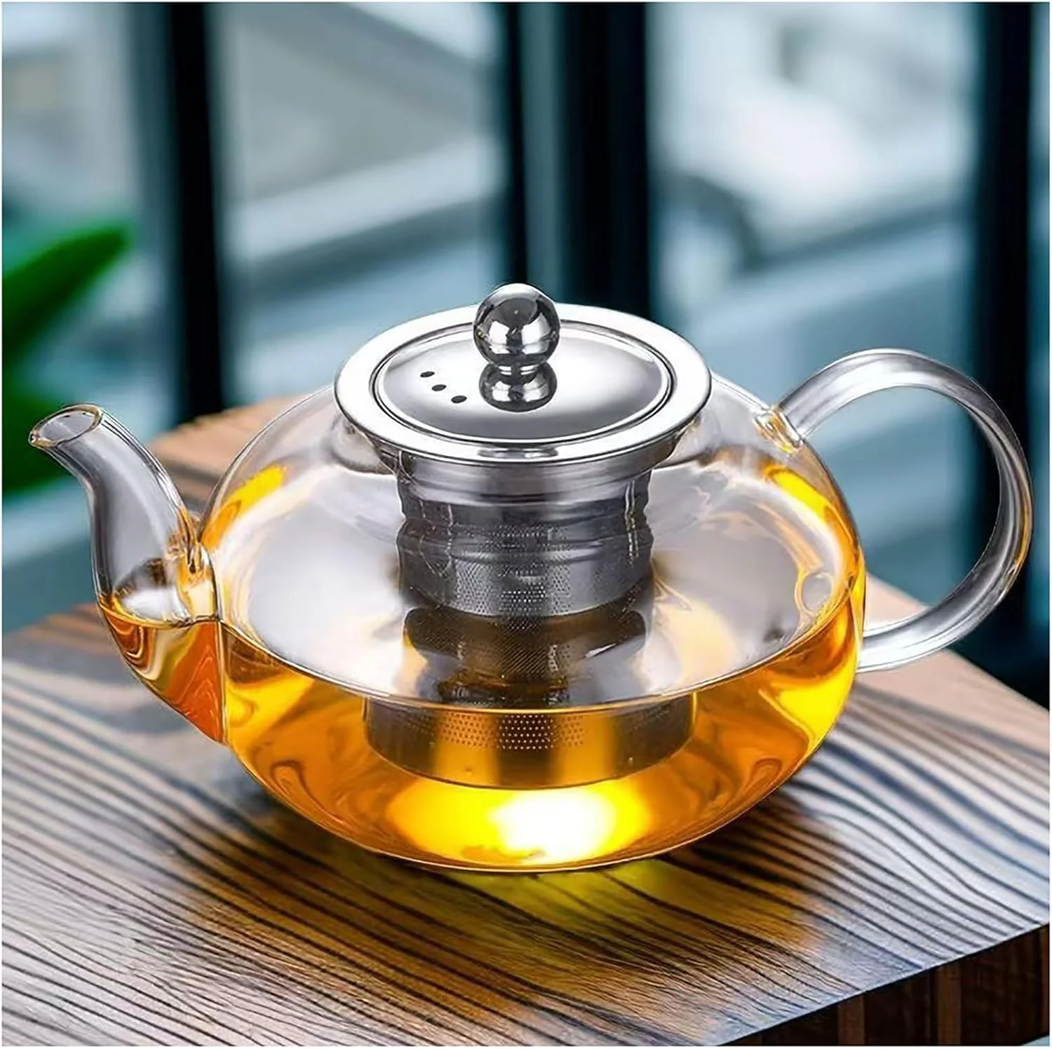 Relaxed Glass Teapot with Infuser Clear Glass Tea Kettle 1000 ml Tea Pot for Stove Top Loose Tea Tea Maker Gift Environmentally Friendly