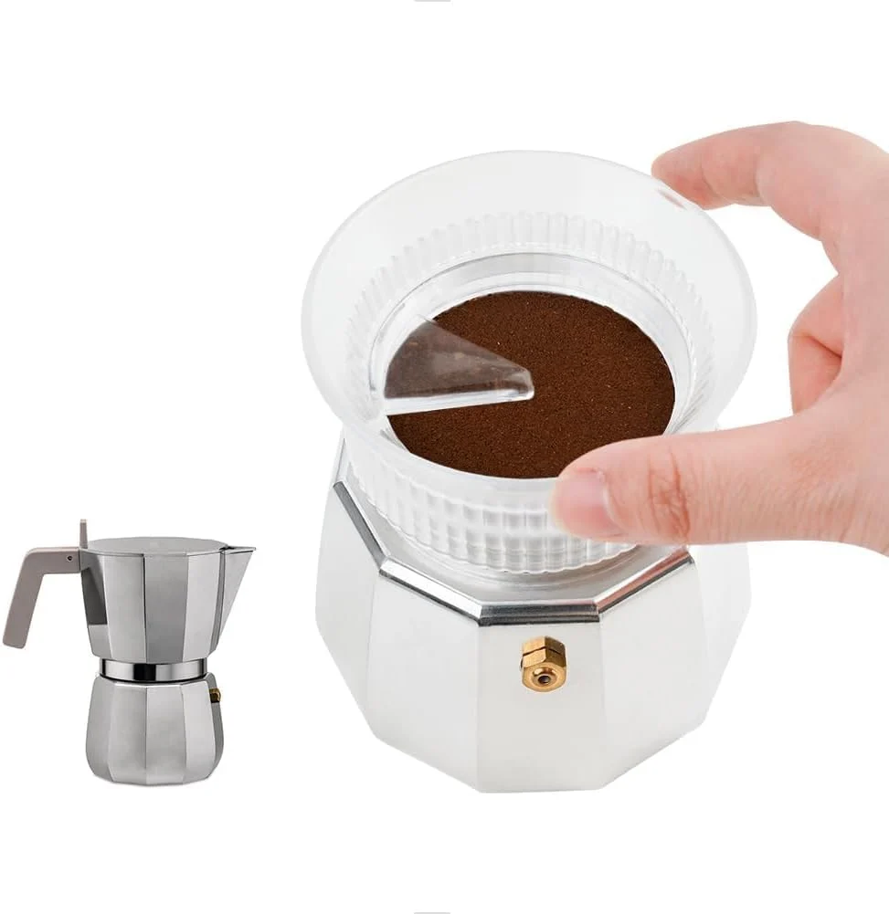 Refined watchget 60mm Moka Pot Dosing Funnel amp Distributor for 6 Cup Moka Pot Black Precise Volume Control Anti-Spill Extraction Espresso Distribution Tool for Italian Moka Pot Dosing Ring Soft