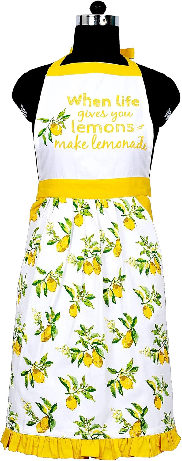 Practical Amour Infini Kitchen Apron for Women with Pockets Cotton Printed Aprons for Baking Gardening Painting Reusable and Washable 27.5 x 33 Inches High-Performance