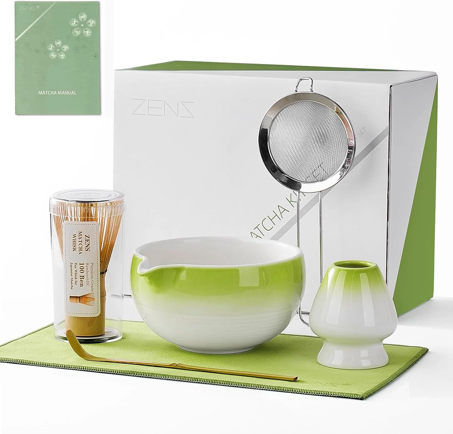 Specialty ZENS Premium Matcha Whisk Set 6pcs Matcha Kit for Tea Ceremony Green Healthy