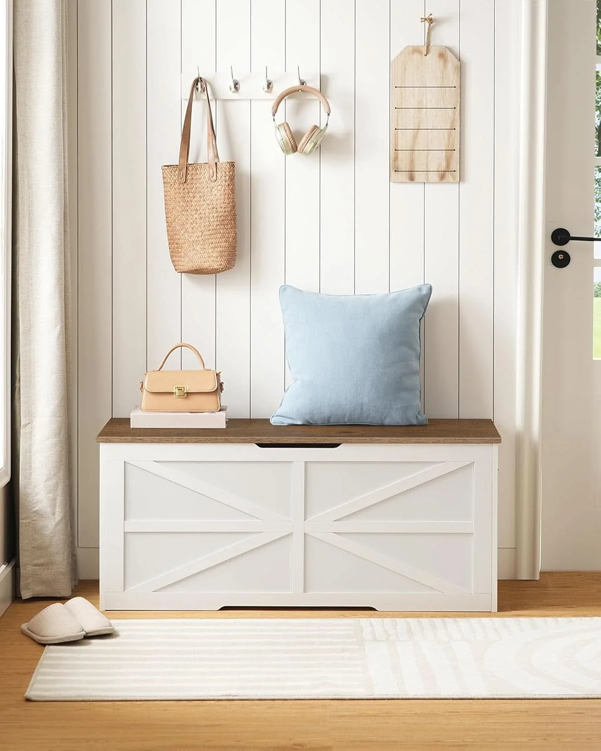 Smart TwoTone Walnut White Storage Chest Durable 43.3Inch Fashionable