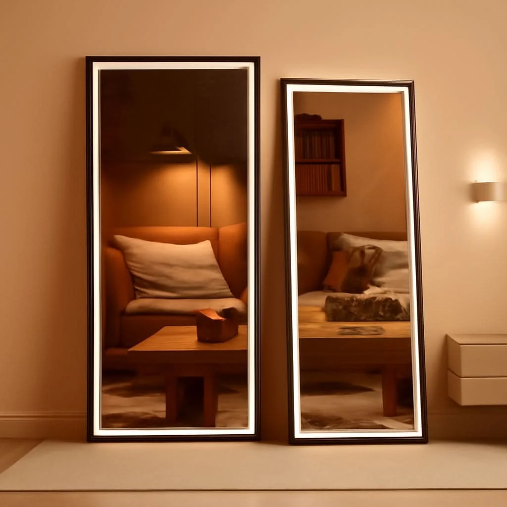 Authentic 67x24Inches LED Floor Standing Mirror Dimmable Lights Healthy