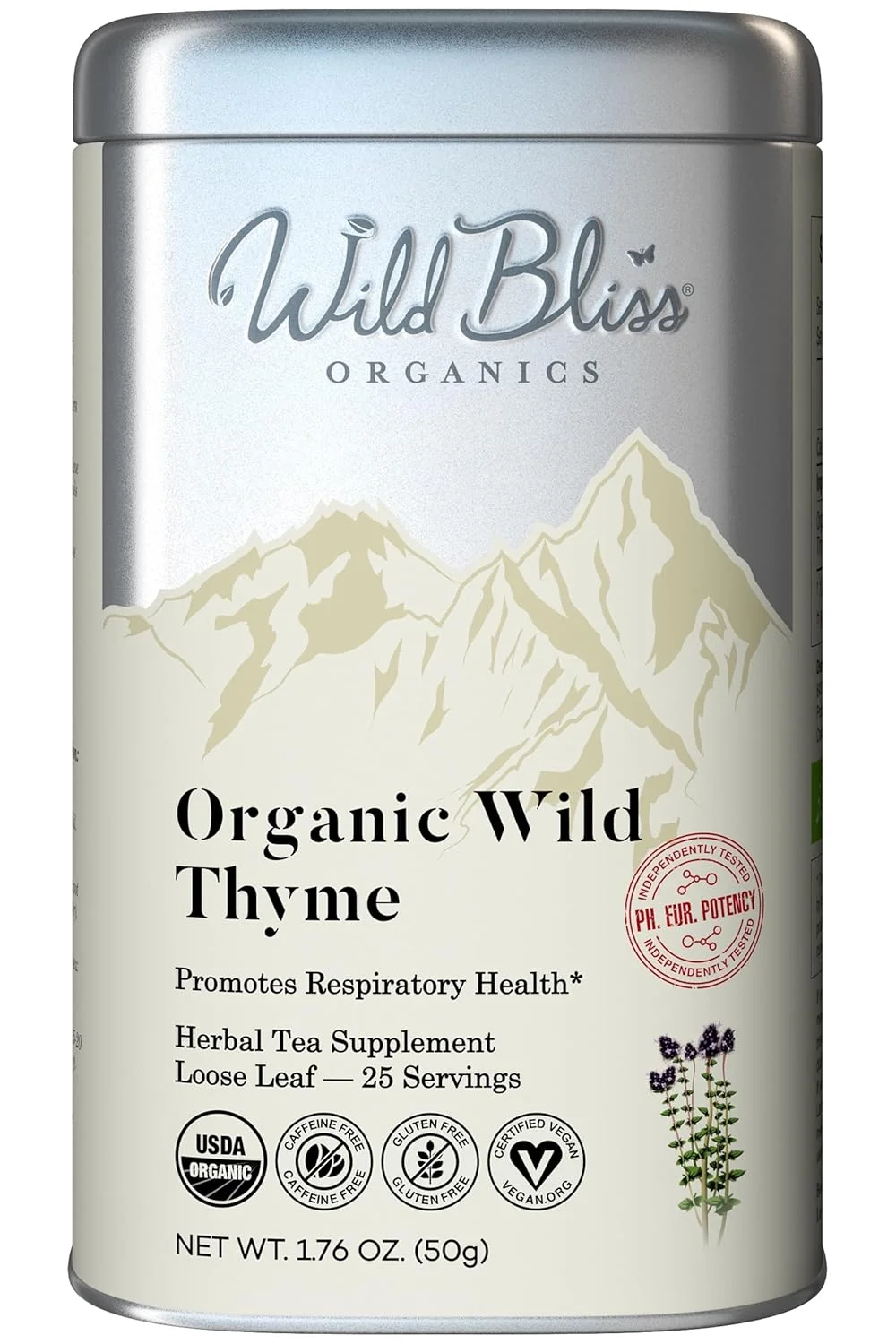 Soft Wild Bliss Organic Wild Breckland Thyme Tea – Caffeine Loose Leaf Herbal Tea – Resipratory and Digestion Support – 1.76 Oz – 25 Servings Artisan