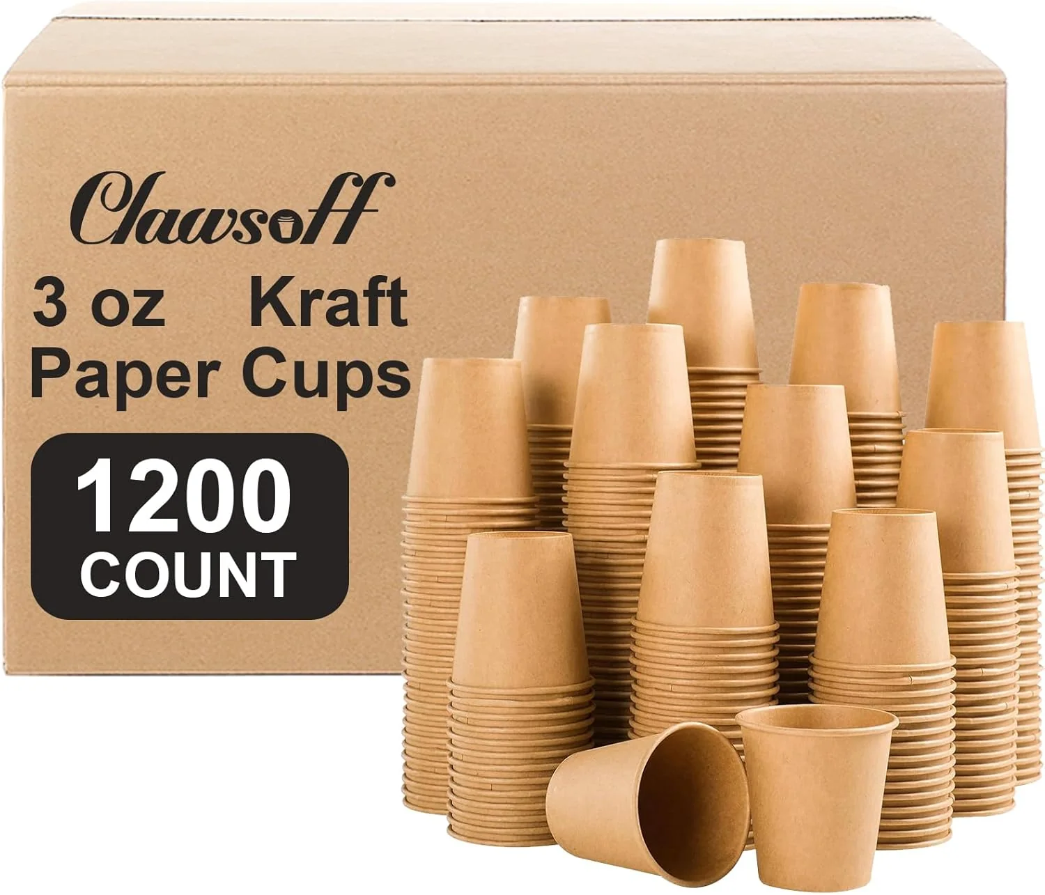 World-Class 1200 Pack 3 oz Paper Cups Disposable Kraft Small Mouthwash Bathroom Cups 3 Ounce Hot Cold Beverage Cups for Home Kitchen Party Elegant