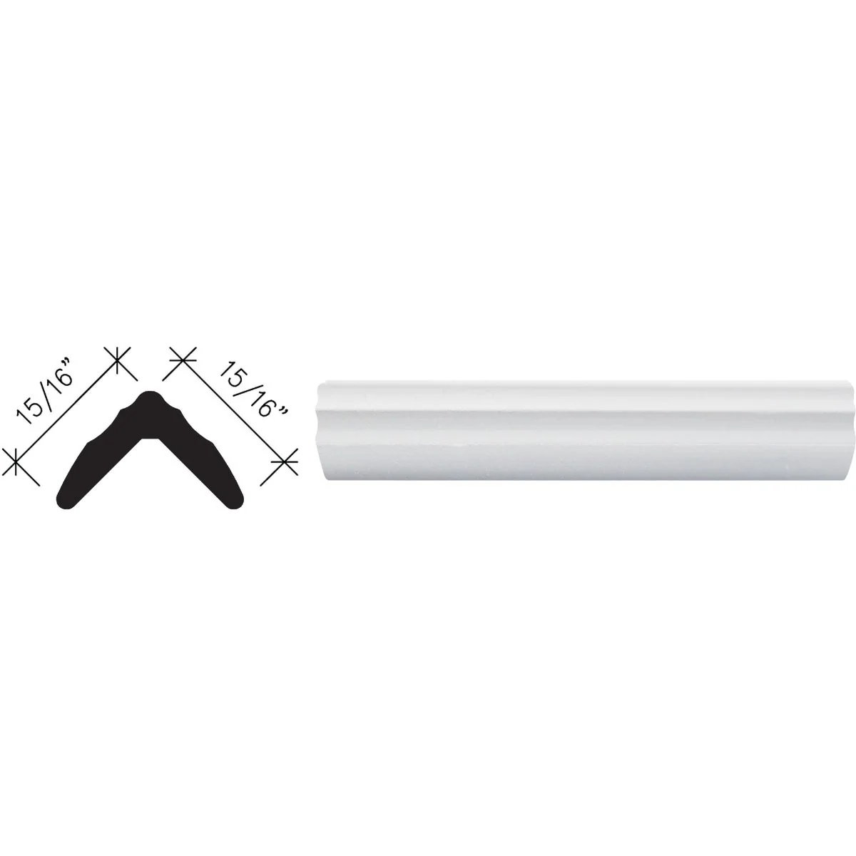 Innovative Inteplast Building Products 15 16 In. W. x 15 16 In. H. x 8 Ft. L. Crystal White Sculpted Outside Corner Molding High-End