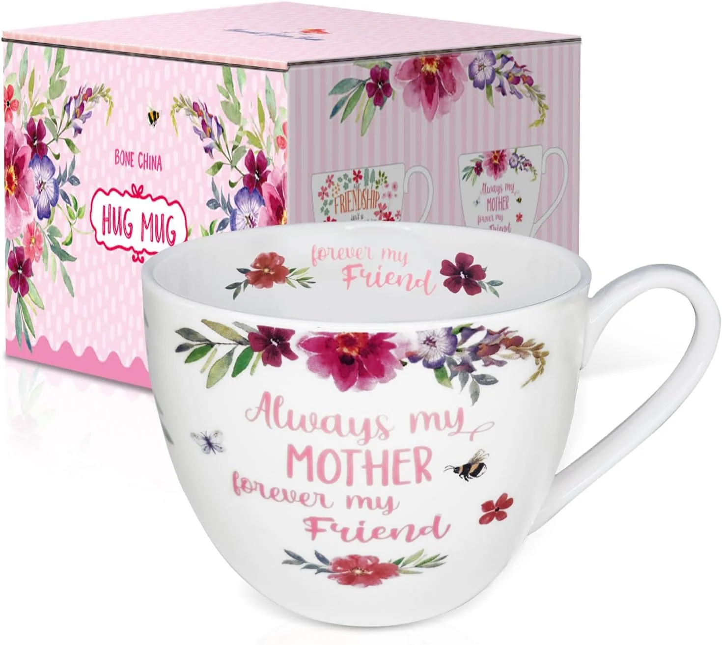 Eco-Friendly Mom Mugs for Daily Coffee and Tea Premium 20 oz Bone China Coffee Tea Hug Mug Holiday Birthday and Mother’s Day Gift for Moms Modern
