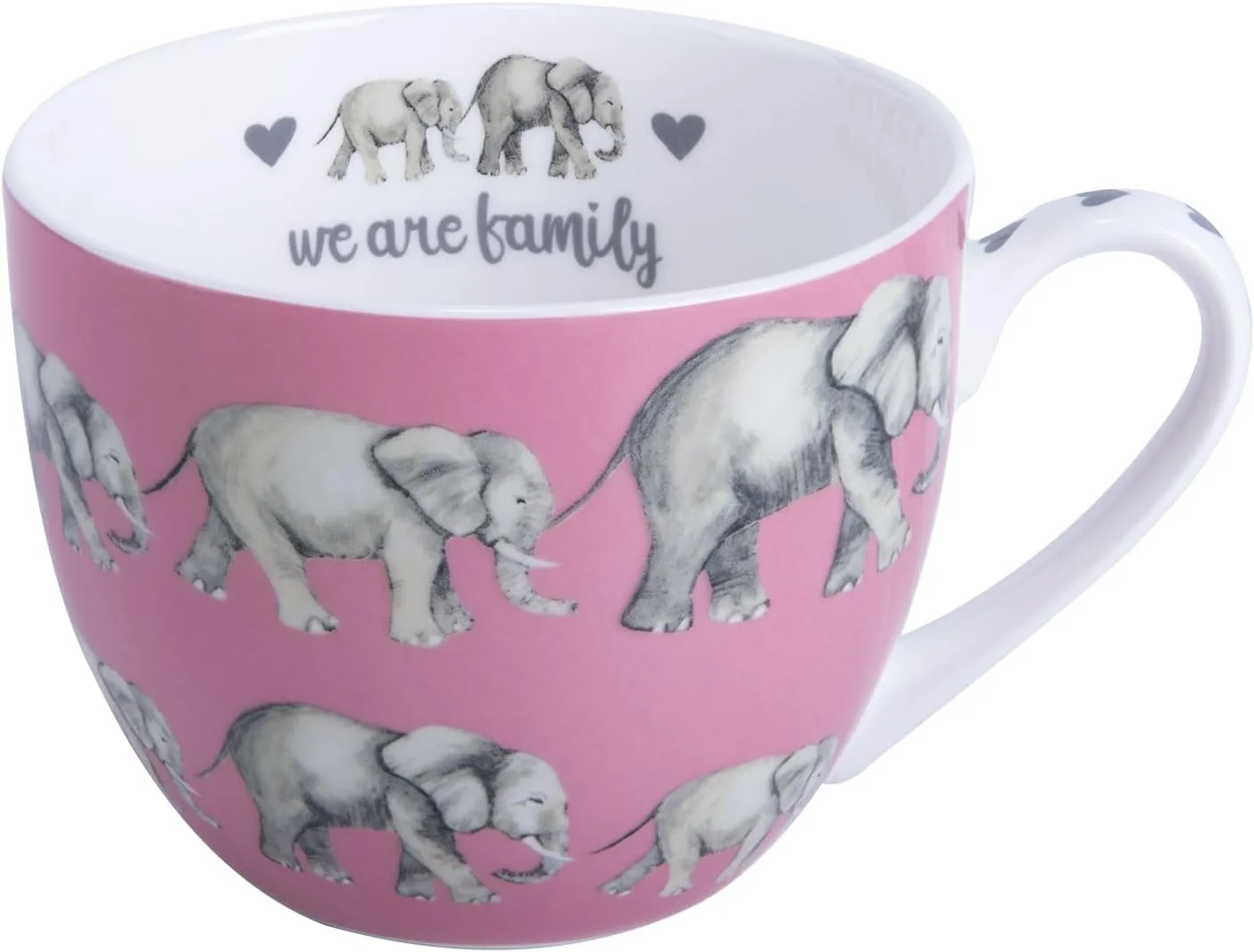 Detailed Premium 20 oz Bone China Elephant Hug Mug – Cute Elephant Design for Coffee Tea I Holiday or Birthday Gift for Family and Friend Organic