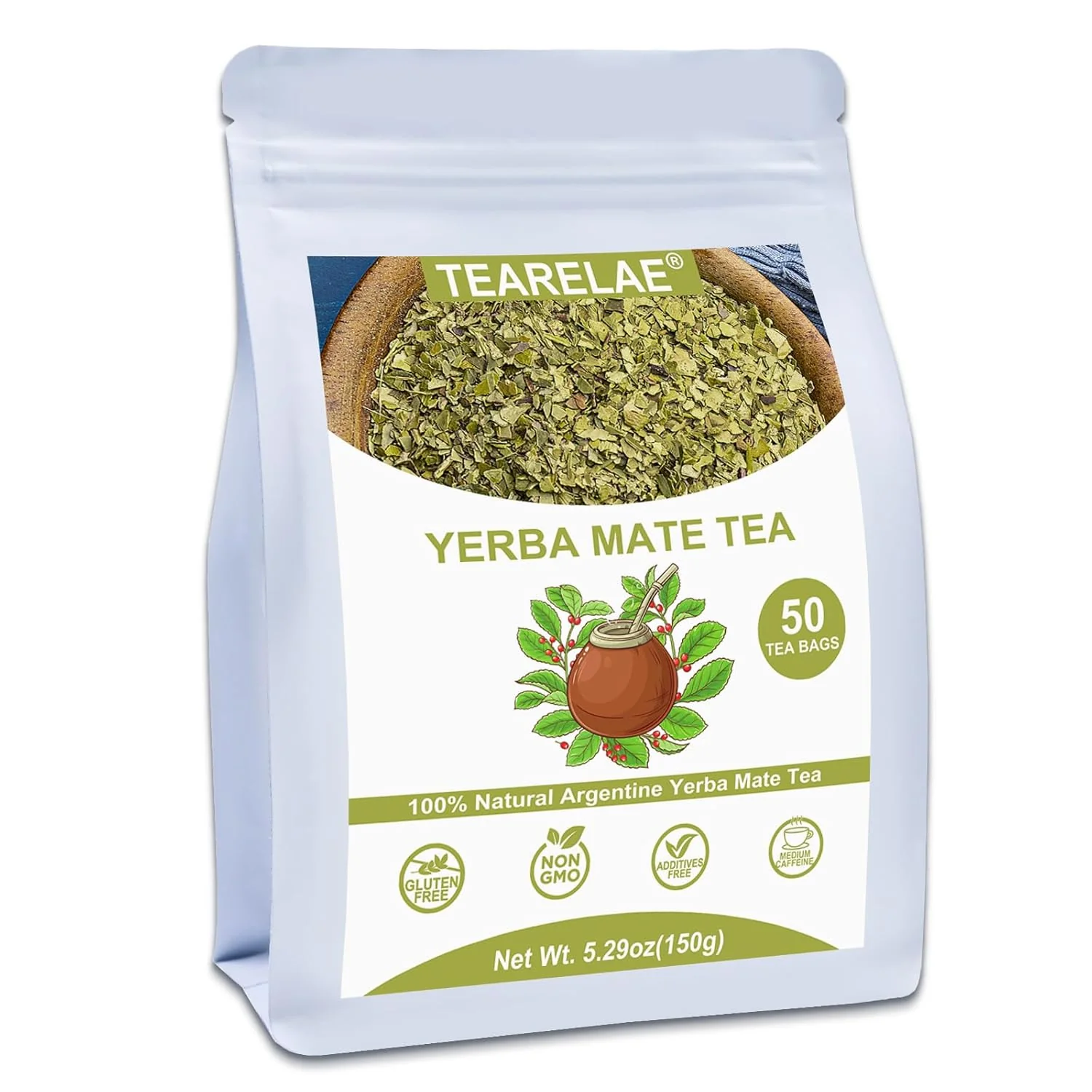 First-Class TEARELAE – Yerba Mate Tea Bags 50 Count Unsmoked Yerba Mate Tea Country of origin Argentina rich in nutrients and helps boost energy for daily routines Safe