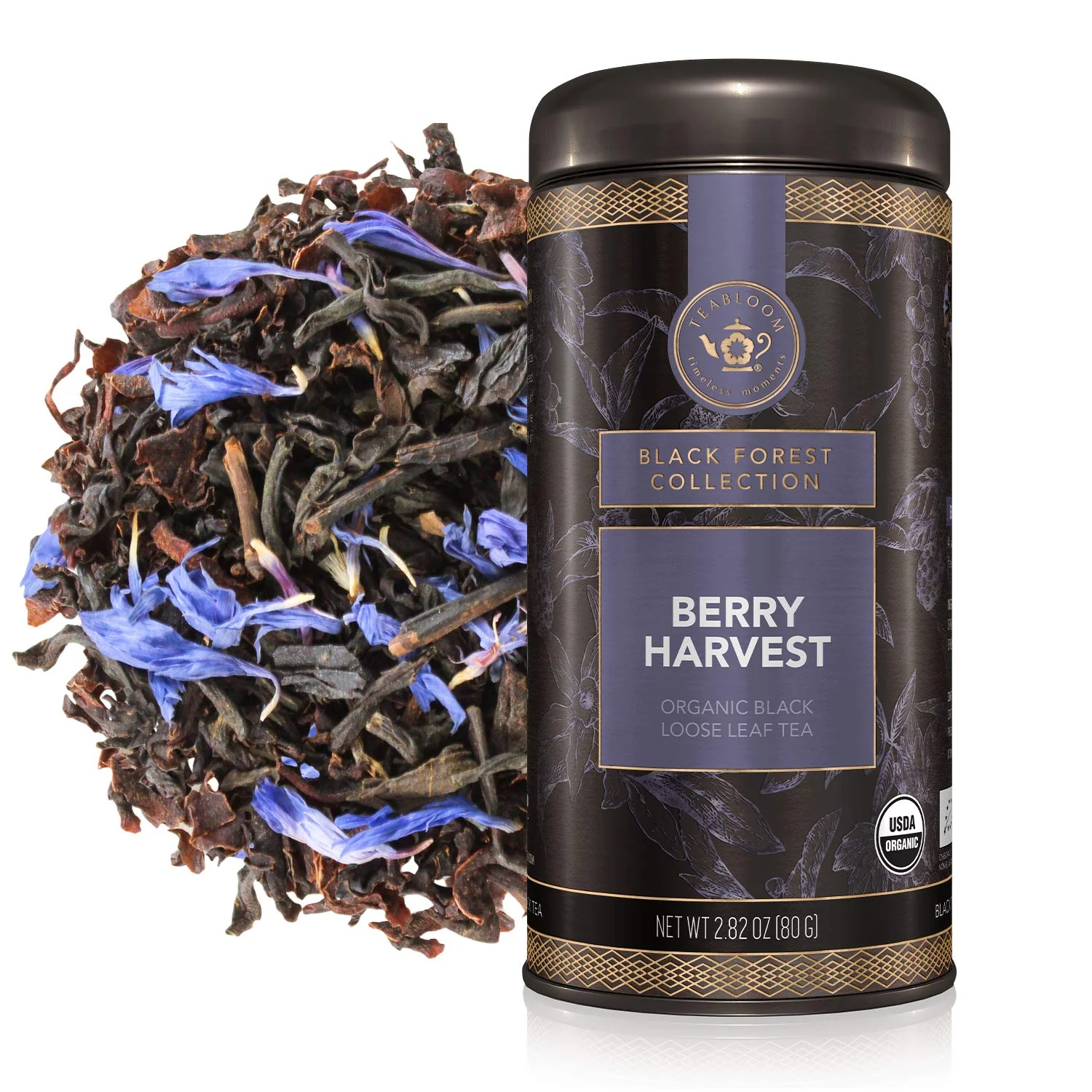 Carefully Designed Teabloom Organic Fruity Black Tea Berry Harvest Loose Leaf Tea USDA Organic Kosher Fresh Whole Leaf Blend in Reusable Gift Canister Premium