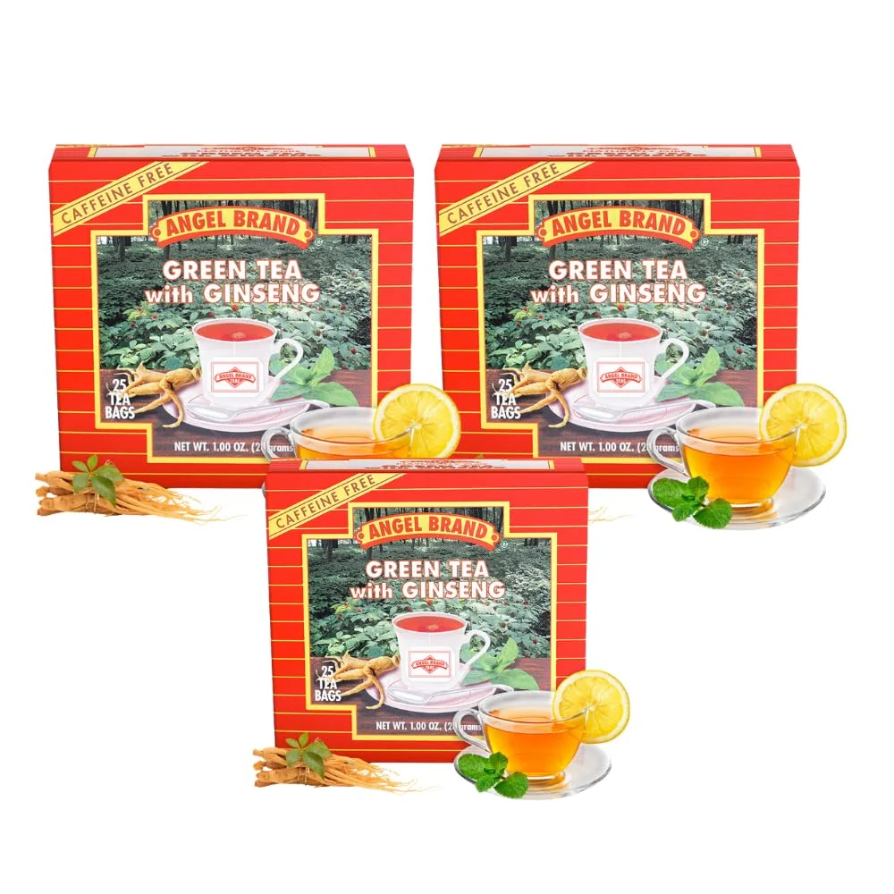 Green Tea with Ginseng Bags 25 Count 3 Pack Smooth Balanced Taste Green Tea amp Ginseng Blend Excellent