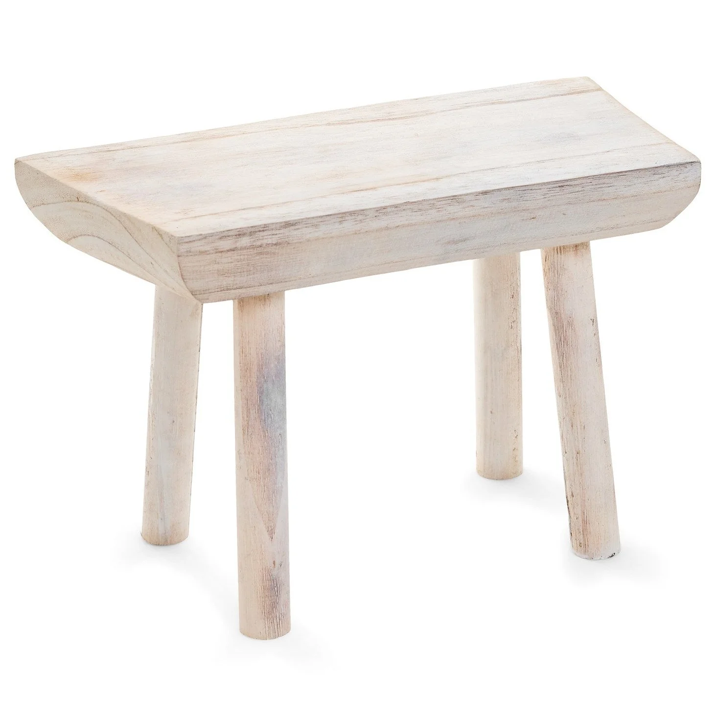 Recyclable STOOL RECT PAULOWNIA WOOD WHITE WASH Refined