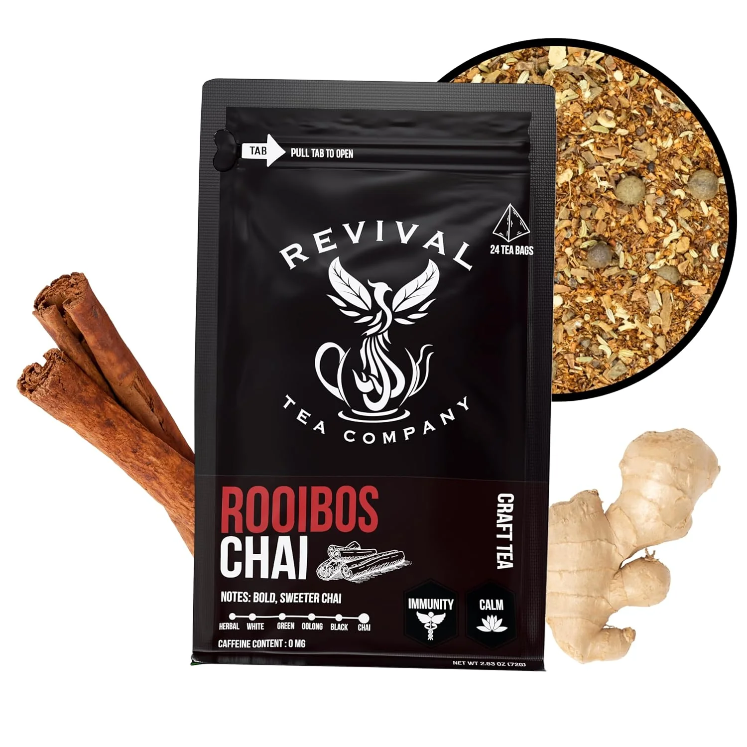 Trusted Revival Tea Company Rooibos Chai Tea – Rooibos Red Tea Blend with Fresh Spiced Chai Flavor – Caffeine – 24 Tea Bags Unique
