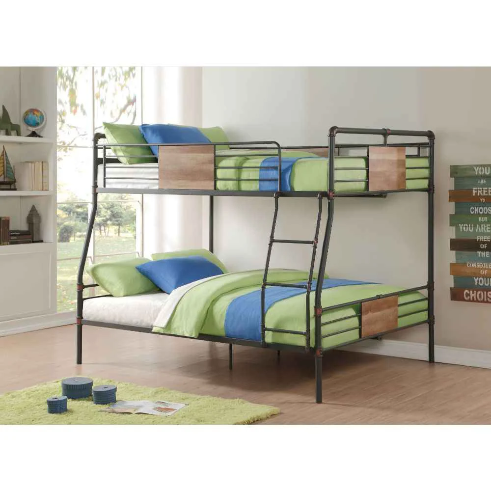 Powerful Brantley – Full Long Queen Bunk Bed – Sandy Black Dark Bronze Hand-Brushed Trusted