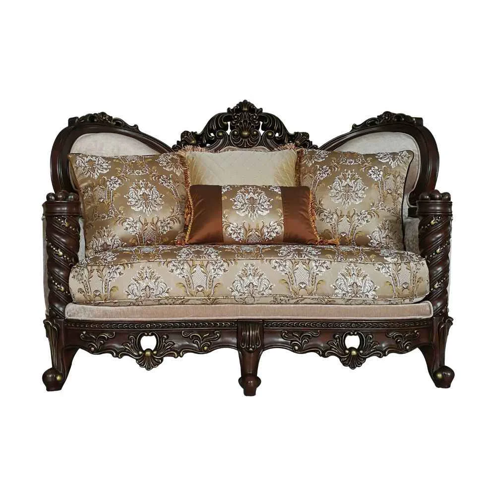 Eco-Friendly Devayne – Loveseat With 4 Pillows Same Lv01583 – Pattern Fabric Dark Walnut Healthy