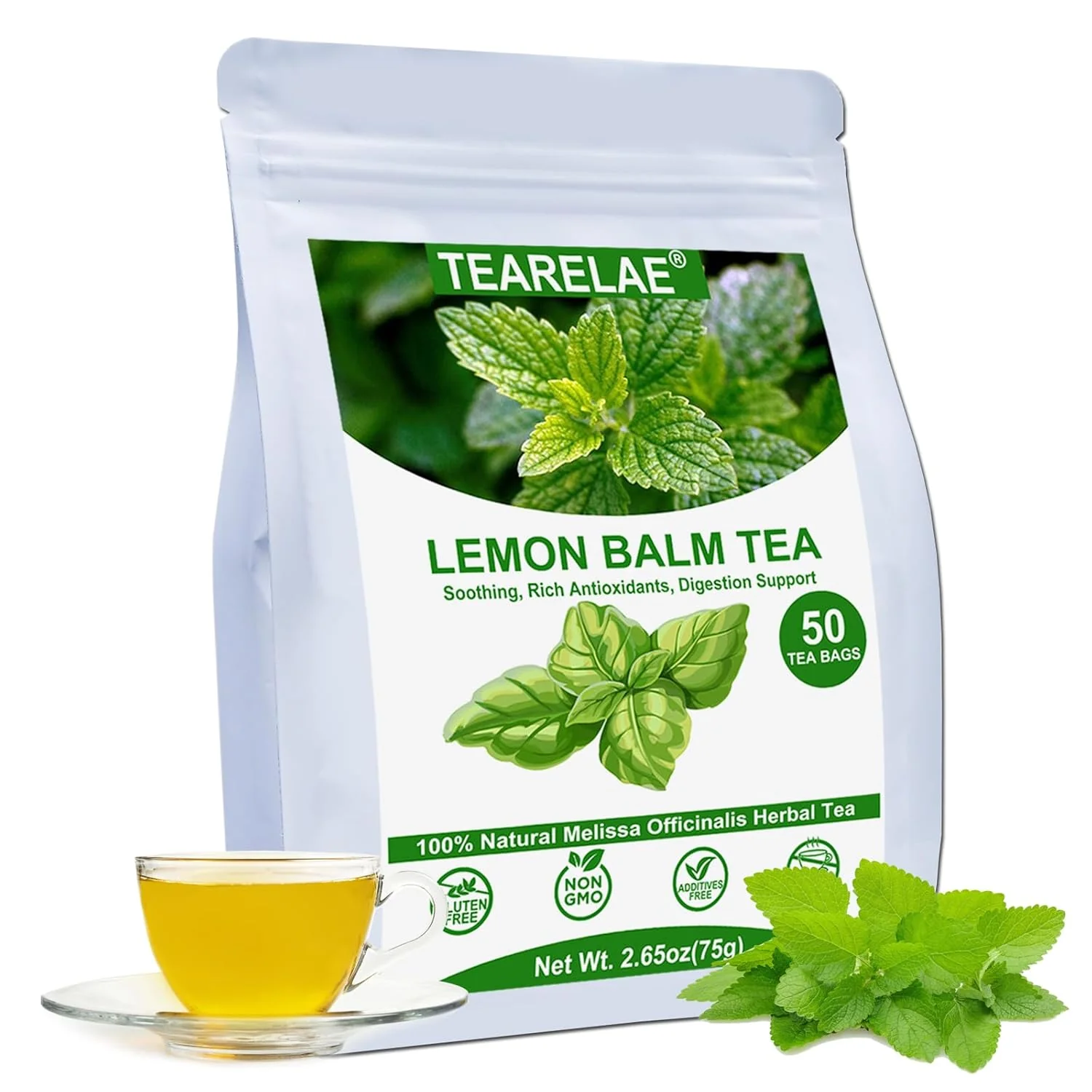 Long-Lasting Tearelae – Lemon Balm Tea Bag – 1.5g X 50 Count – Pure Natural Dried Lemon Balm Herb – Premium Lemon Balm Leaf for Calming and Digestion Support Clean