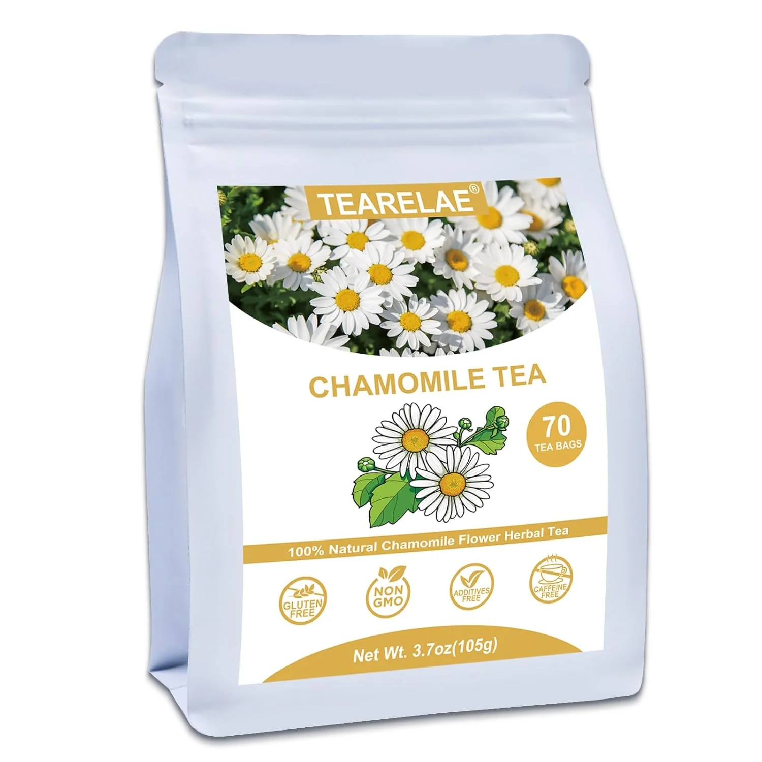 Clean Tearelae – Chamomile Tea – 70 Count – Premium Chamomile Flower Tea Bags – Non-GMO – Caffeine- High-End