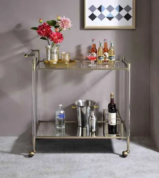 Safe Cirro – Serving Cart – Antique Mirror Wire Brass Soft