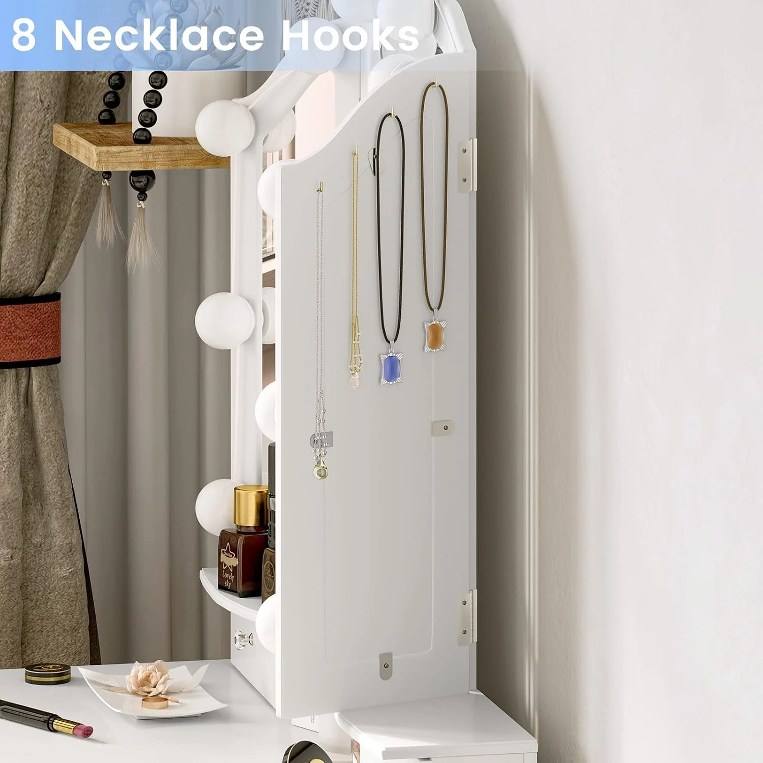 Fashionable White Makeup Vanity With Dimmable Hollywood Lights Dependable
