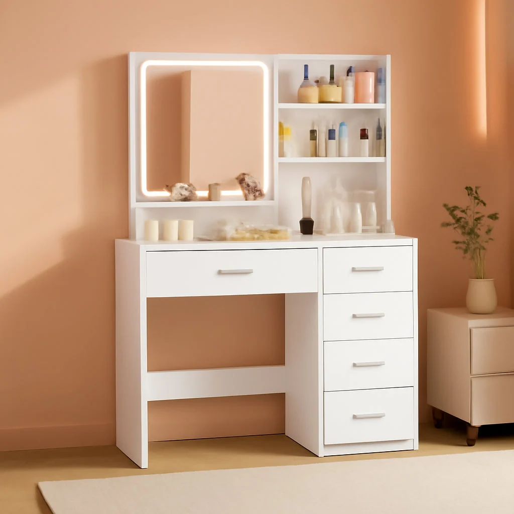 World-Class Makeup Vanity Desk With Illuminated Mirror Storage Next-Generation