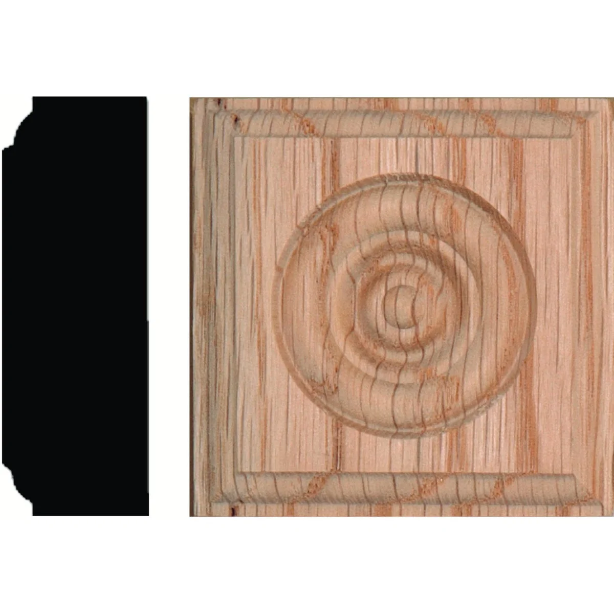 Lightweight House of Fara 7 8 In. x 2-1 2 In. Unfinished Red Oak Rosette Block Authentic