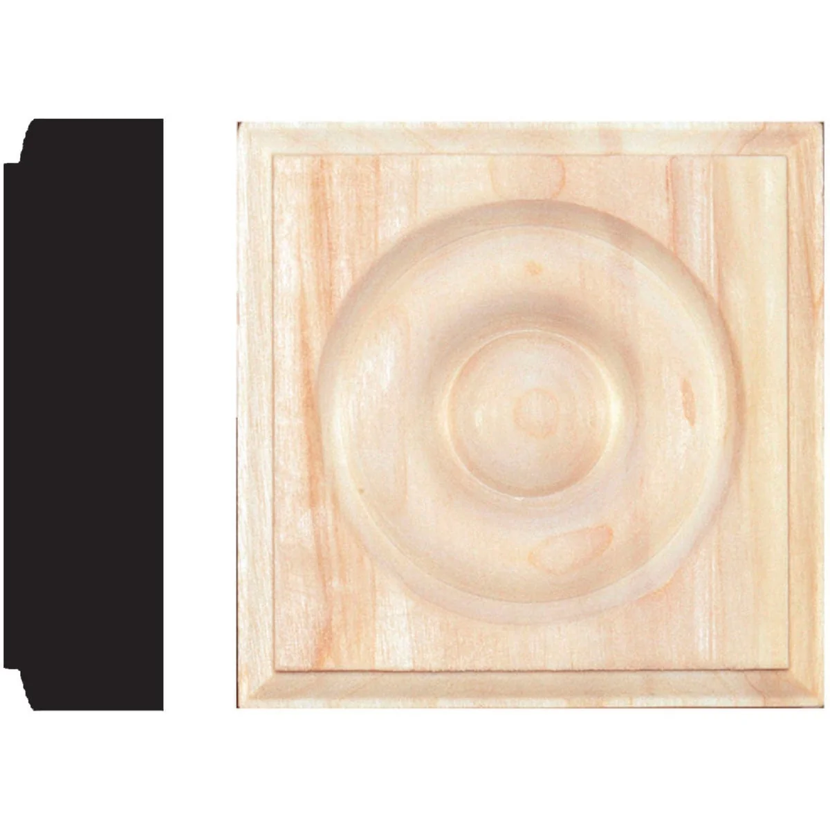Elite House of Fara 7 8 In. x 3-1 4 In. Unfinished Hardwood Rosette Block Reliable