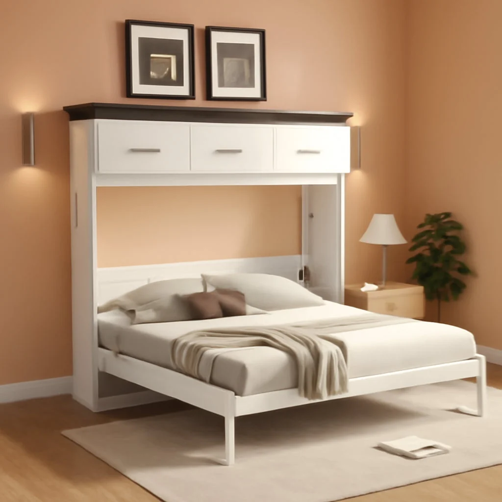 Reusable Horizontal Murphy Bed With Drawers White Walnut Top Exceptional