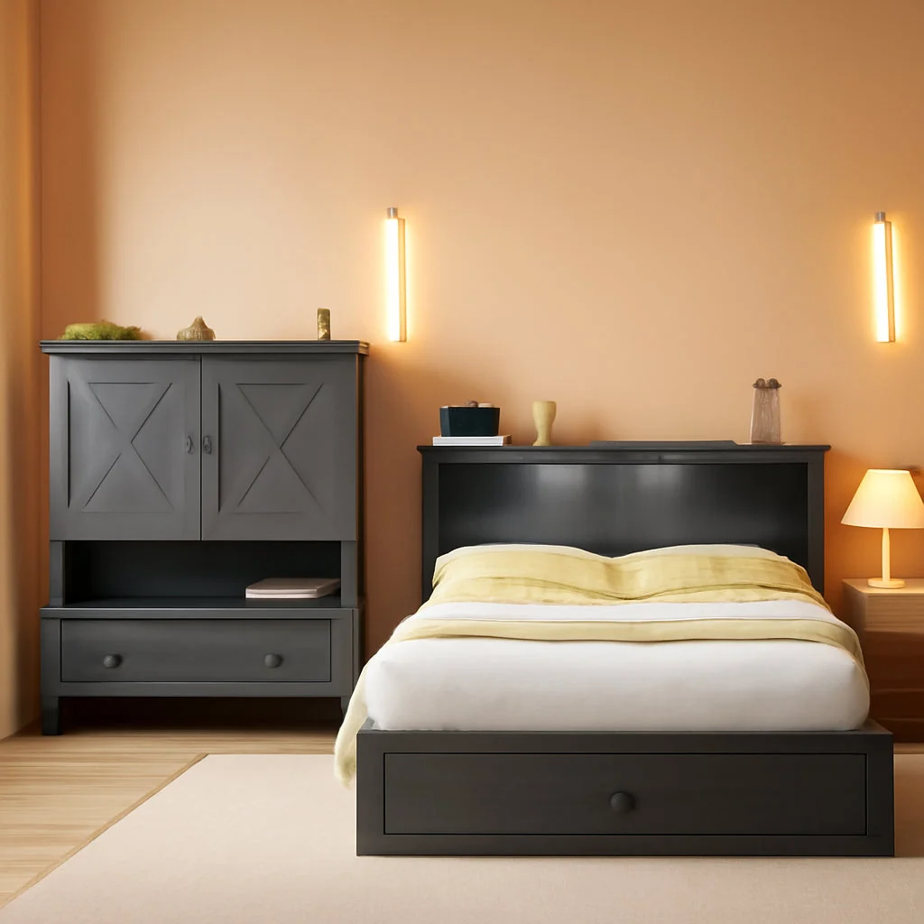 Smooth Gray Murphy Cabinet Bed Queen Multi Functional Mattress Classic