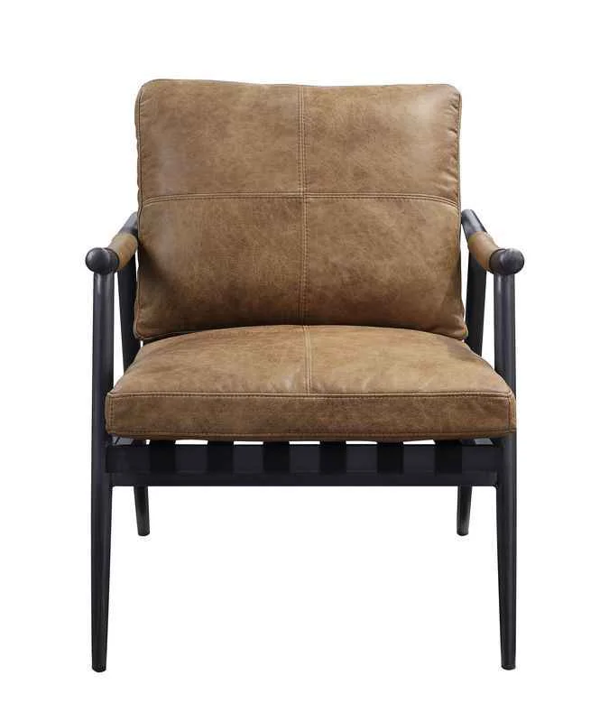 Trendy Anzan – Accent Chair – Berham Chestnut Top Grain Leather Matt Iron Environmentally Friendly