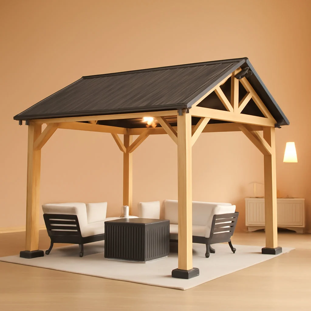 Environmentally Friendly 10×12 Outdoor Wooden Gazebo With Weatherproof Roof Powerful