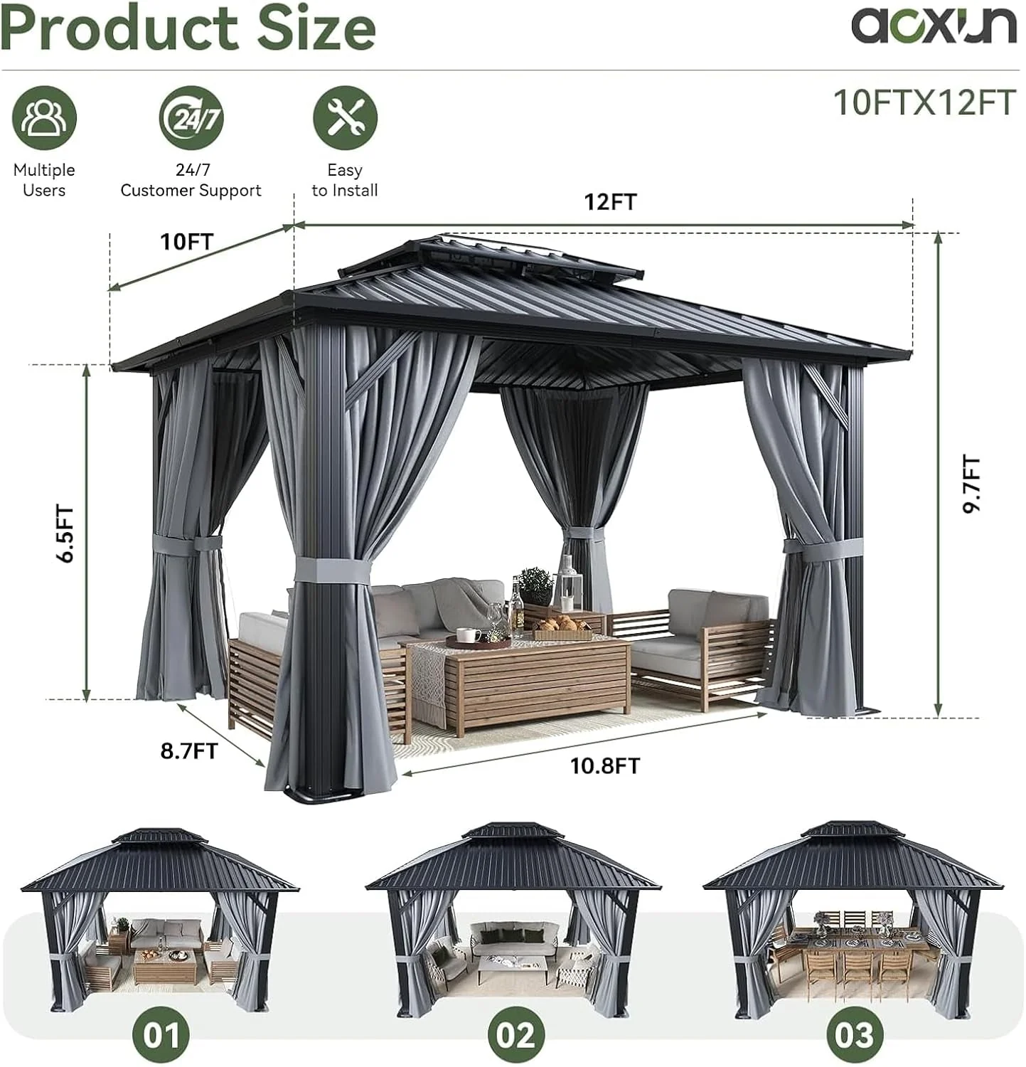 Verified 10×12 Backyard Gazebo Double Galvanized Roof Netting Recyclable