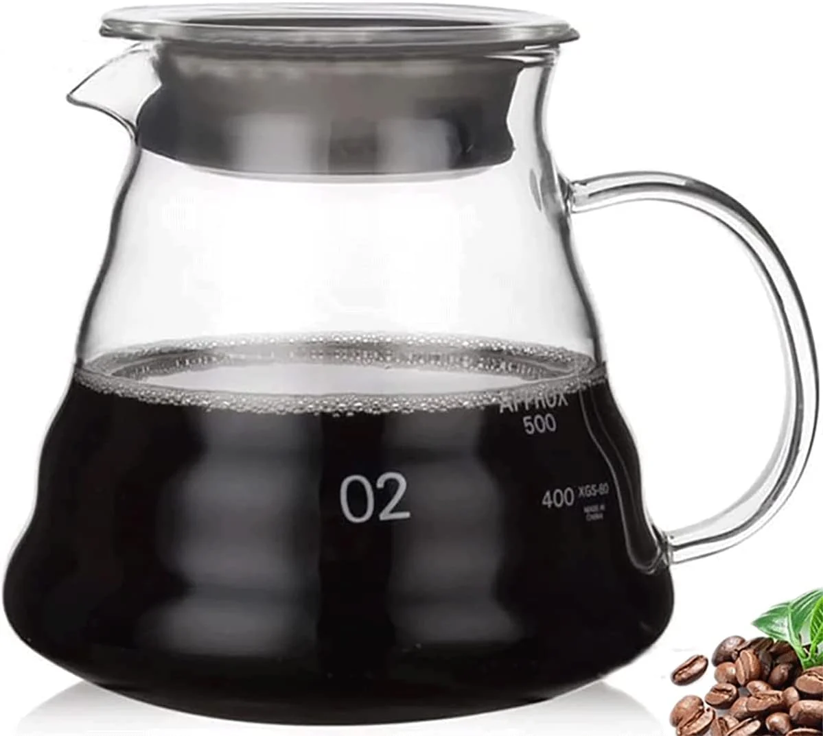 Environmentally Friendly Glass Coffee Server for Drip Coffee Maker Standard Glass Coffee Carafe Coffee Pot with Lid Clear 02 600ml 20oz Excellent