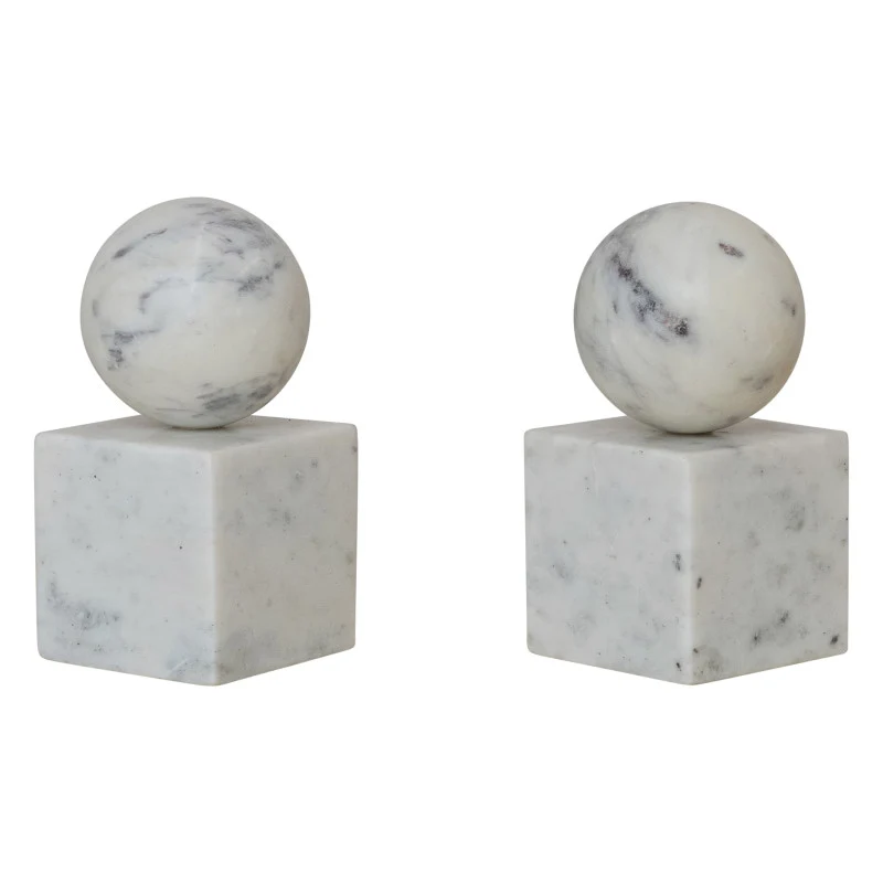Excellent Marble Geometric Bookends White Set of 2 Recyclable