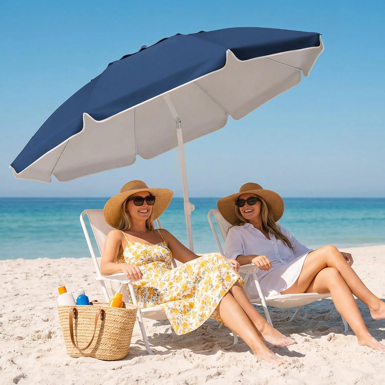 Responsible 6.5ft Navy Sun Shade Umbrella Outdoor Portable Stand Recyclable