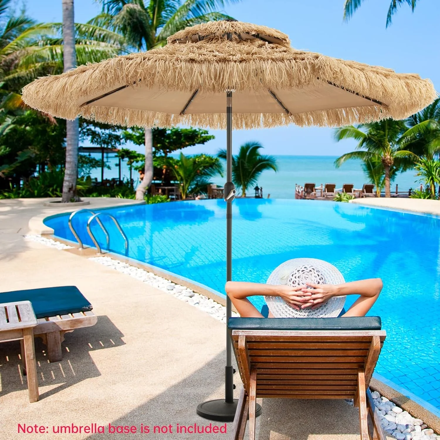Efficient 9Ft Thatched Patio Umbrella With Solar Illumination Minimalist