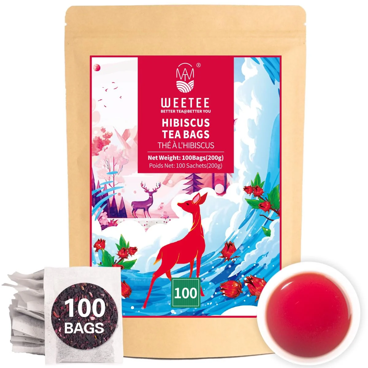 Pure WT WEETEE Hibiscus Tea Bags Powerful