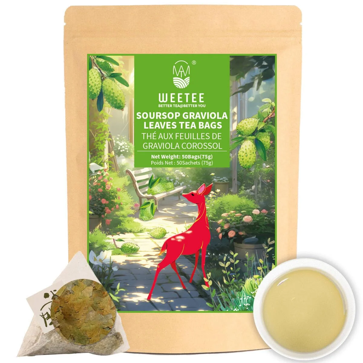High-Grade WT WEETEE Soursop Leaf Tea Bags – 50 Caffeine- Green