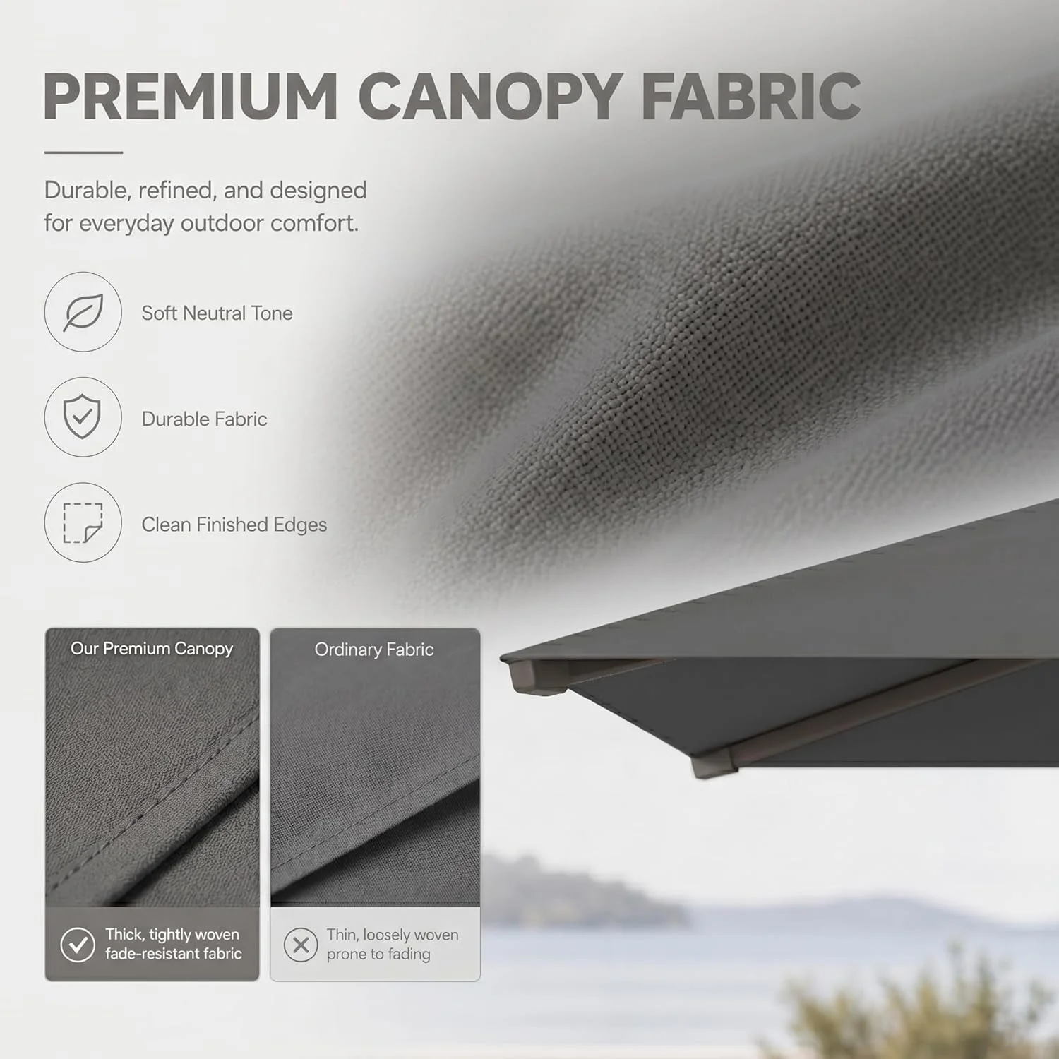 Refined Cantilevered Patio Umbrella 10ft Cream White Offset Easy-to-Use
