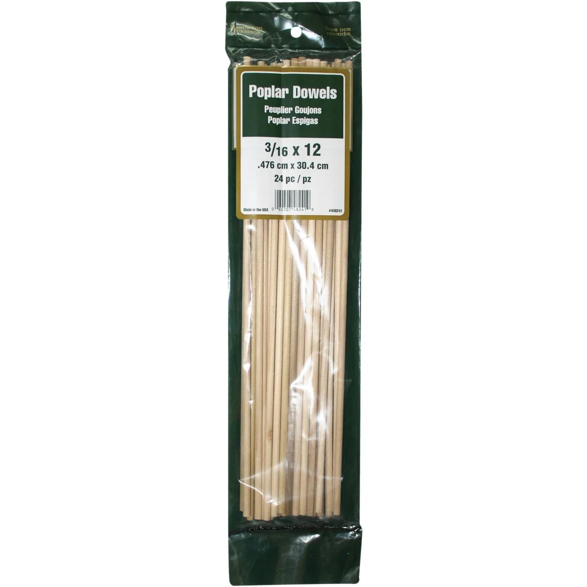 Natural Madison Mill 3 16 In. x 12 In. Poplar Dowel Rod 24 Pieces High-End