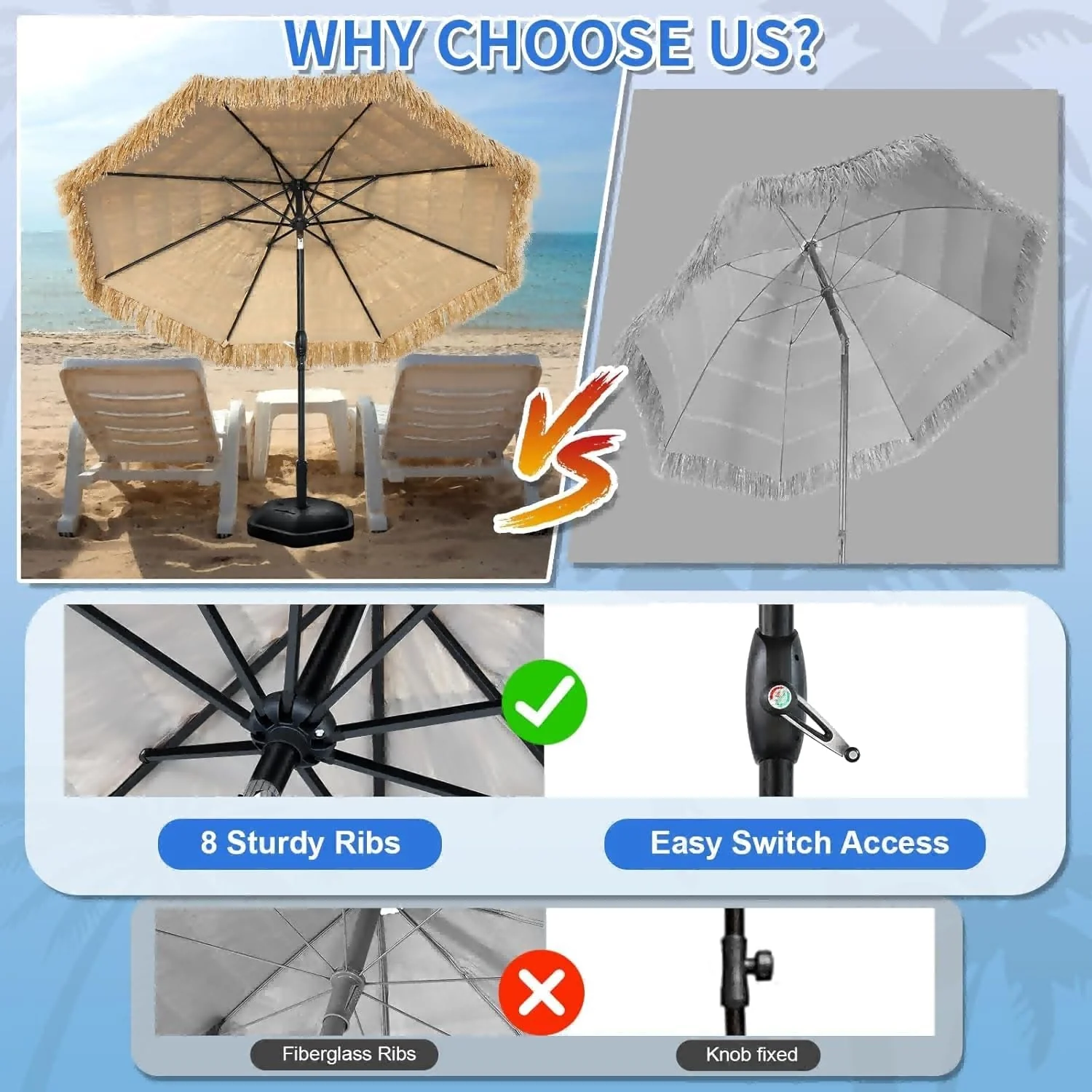 Proven EightFoot Tiki Outdoor Umbrella With Tilt For Patio Trusted