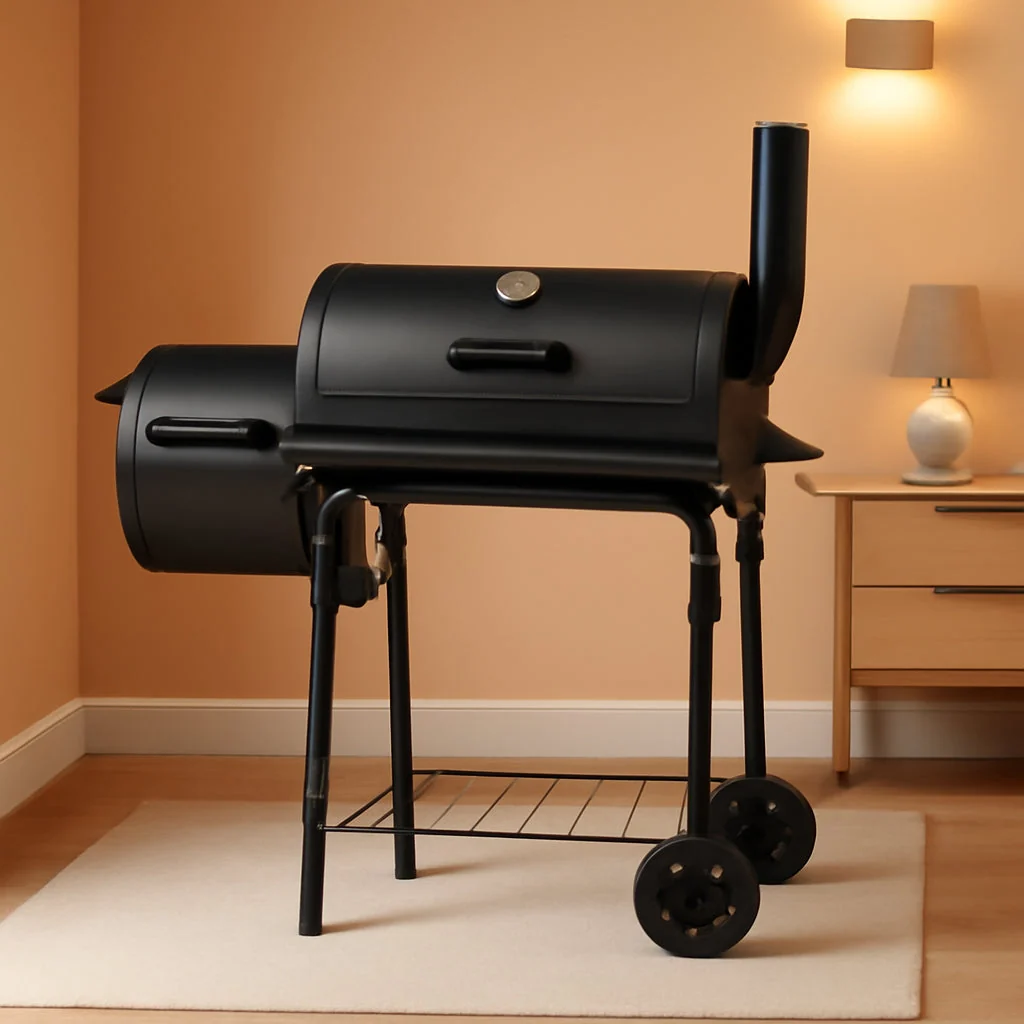 Detailed Fourteen Inch Durable Charcoal Grill Offset Smoker Minimalist