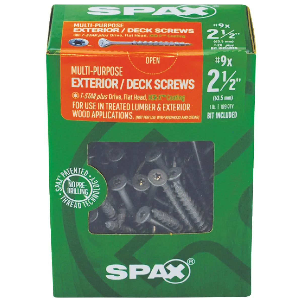 Fine Spax 9 x 2-1 2 In. Flat Head Exterior Multi-Material Construction Screw 1 Lb. Box Certified