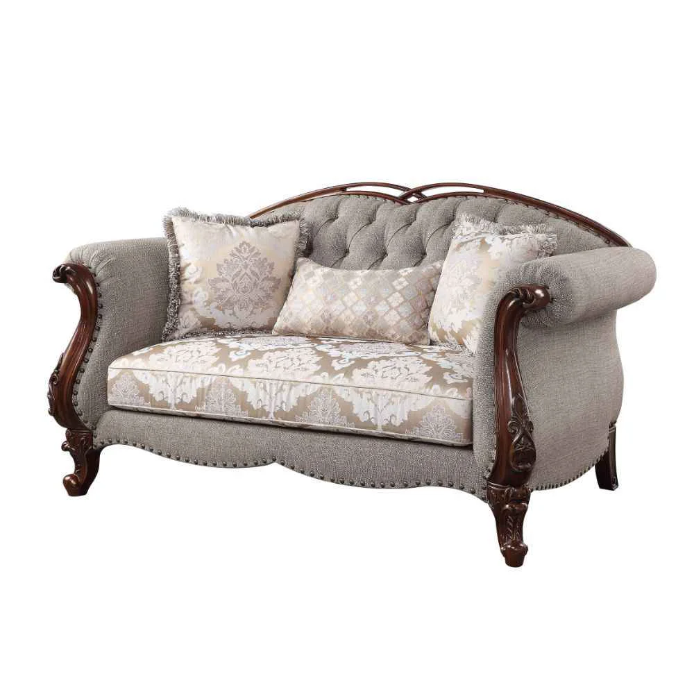 Premium Material Miyeon – Loveseat With 3 Pillows – Fabric Cherry Convenient