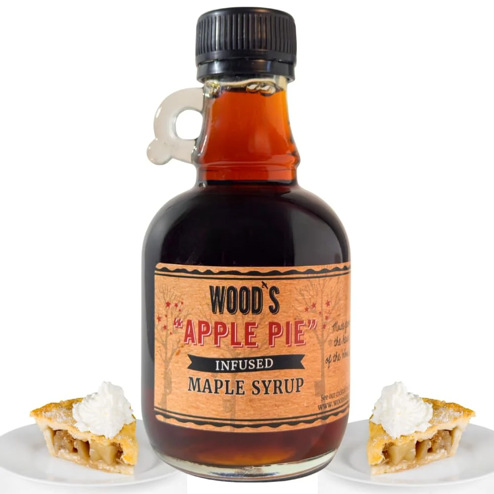 Convenient Wood s Vermont Apple Pie Maple Syrup – Infused Vermont Maple Syrup with Warm Spices Apple Flavor Small-Batch Vegan Natural Sweetener for Pancakes Ice Cream Cocktails Baking 8.45 Fl Oz 250mL Fine Crafted
