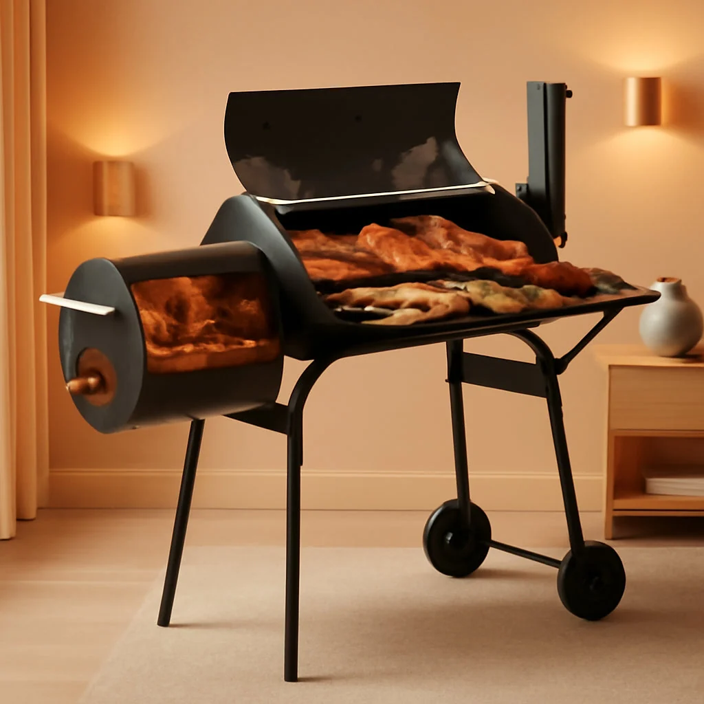Comfortable Charcoal Grill Featuring Offset Smoker And Thermometer Secure